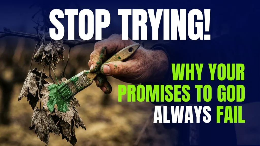 Hand painting dead leaves green – Romans 8, willpower and religious striving.